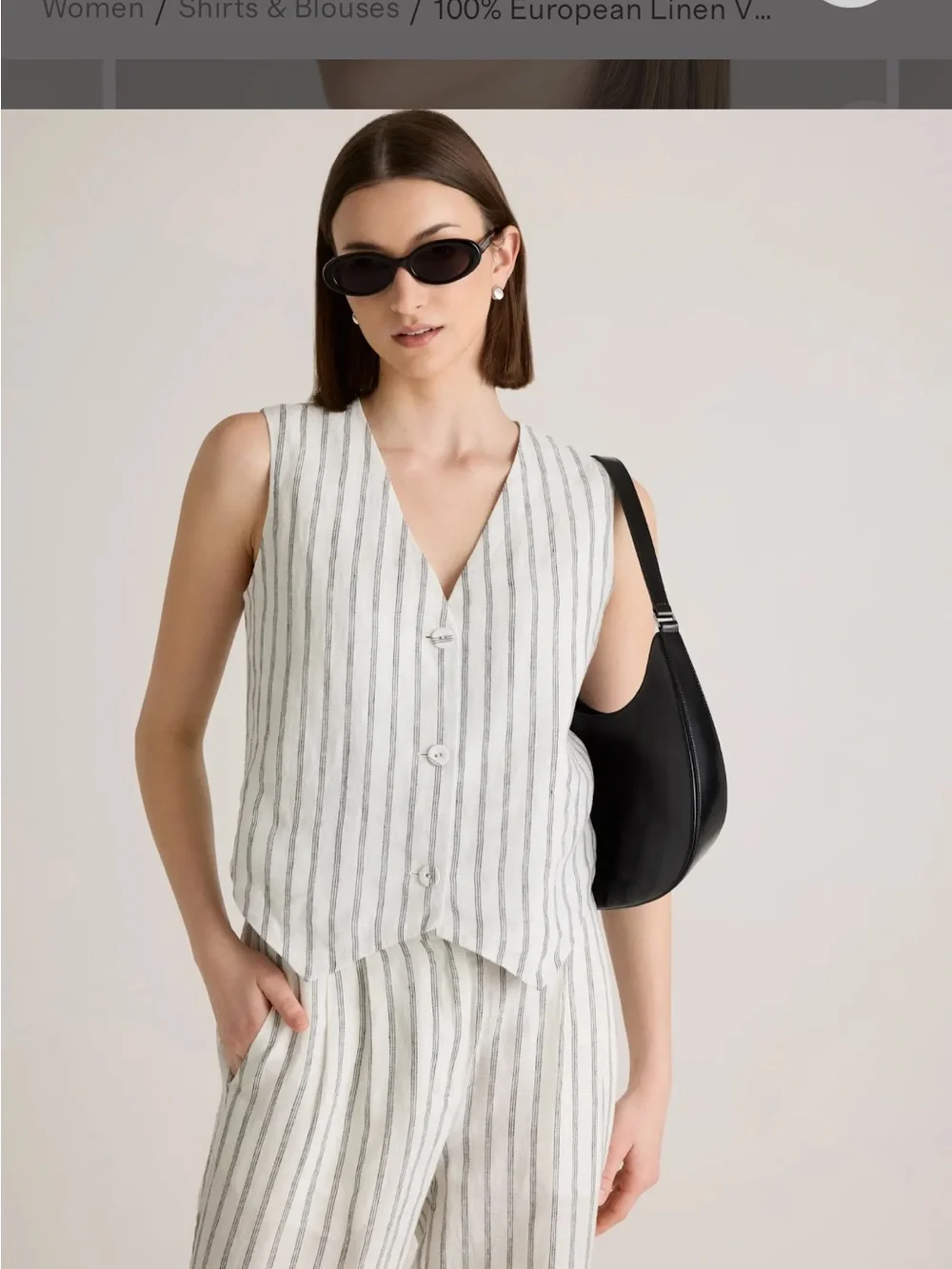 100% European Linen Matching Striped Vest and Pants Matching Set